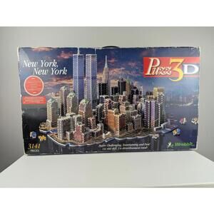 Wrebbit Puzz 3D New York New York 3141 Piece Twin Towers Puzzle Open Box Vintage